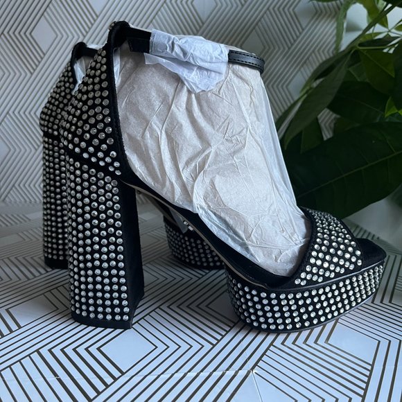 NEW Sam Edelman Nellie Glitz Platform Black Embellished Heels NWB 6 1/2 M - Picture 6 of 7